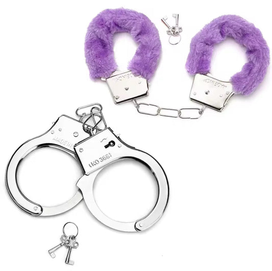 Two Piece HandCuffs  | Purple Fluff & Plain
