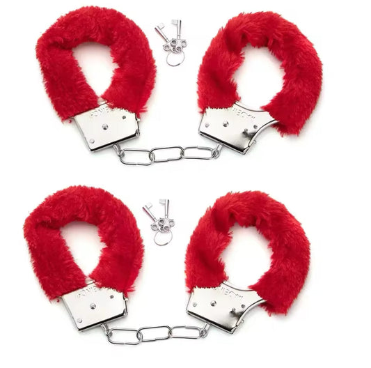 Two Piece HandCuffs  | Red Fluff