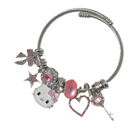 Silver - Pink Lock HK Pandora Bracelet
